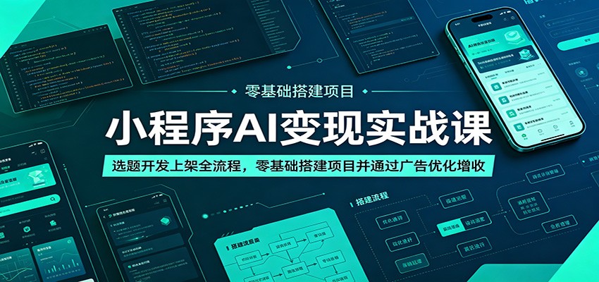 小程序AI变现实战课：选题开发上架全流程，零基础搭建项目并通过广告优化增收-创学资源站