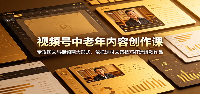 视频号中老年内容创作课：专攻图文与视频两大形式，依托选材文案技巧打造爆款作品-创学资源站