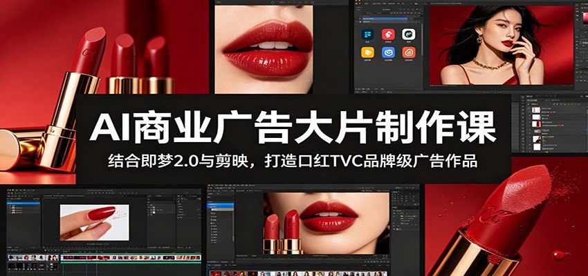 AI商业广告大片制作课：结合即梦2.0与剪映，打造口红TVC品牌级广告作品-创学资源站