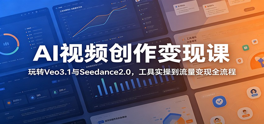 AI视频创作变现课：玩转Veo3.1与Seedance2.0，工具实操到流量变现全流程-创学资源站