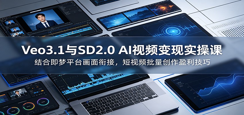 Veo3.1与SD2.0 AI视频变现实操课课：结合即梦平台画面衔接，短视频批量创作盈利技巧-创学资源站