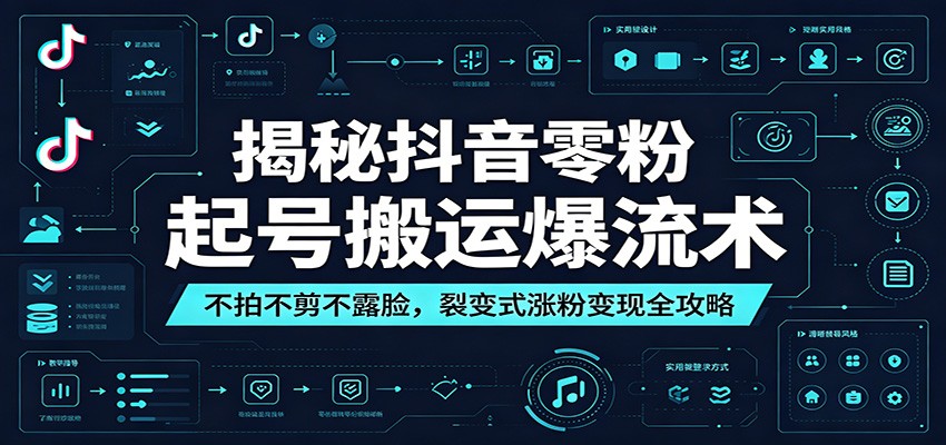 揭秘抖音零粉起号搬运爆流术：不拍不剪不露脸，裂变式涨粉变现全攻略-创学资源站