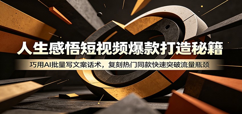 人生感悟短视频爆款打造秘籍：巧用A 批量写文案话术，复刻热门同款快速突破流量瓶颈-创学资源站
