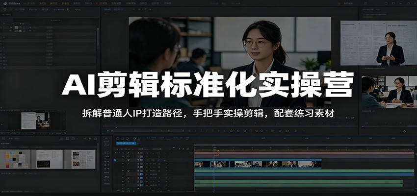 AI剪辑标准化实操营：拆解普通人IP打造路径，手把手实操剪辑，配套练习素材-创学资源站