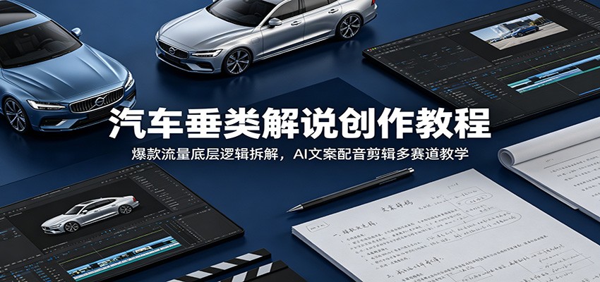 汽车垂类解说创作教程：爆款流量底层逻辑拆解，AI文案配音剪辑多赛道教学-创学资源站