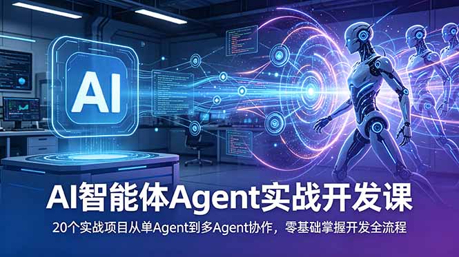 AI智能体Agent实战开发课：20个实战项目从单Agent到多Agent协作，零基础掌握开发全流程-创学资源站