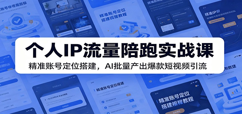 个人IP流量陪跑实战课：精准账号定位搭建，AI批量产出爆款短视频引流-创学资源站