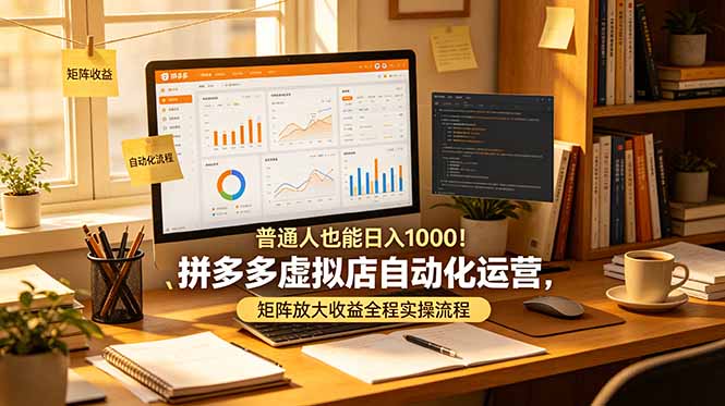 普通人也能日入 1000!拼多多虚拟店自动化运营,矩阵放大收益全程实操流程-创学资源站