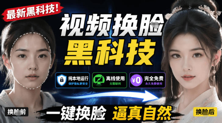 AI人工智能如此夸张?一键视频换Lian黑科技,纯本地离线运行,本地视频换Lian娱乐工具,AI FaceSwap-创学资源站