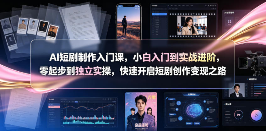 AI短剧制作入门课，小白入门到实战进阶，零起步到独立实操，快速开启短剧创作变现之路-创学资源站