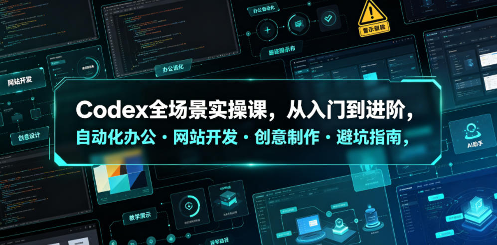 Codex全场景实操课，从入门到进阶，自动化办公・网站开发・创意制作・避坑指南，全流程教学-创学资源站