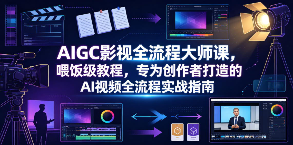 AIGC影视全流程大师课，喂饭级教程，专为创作者打造的AI视频全流程实战指南-创学资源站