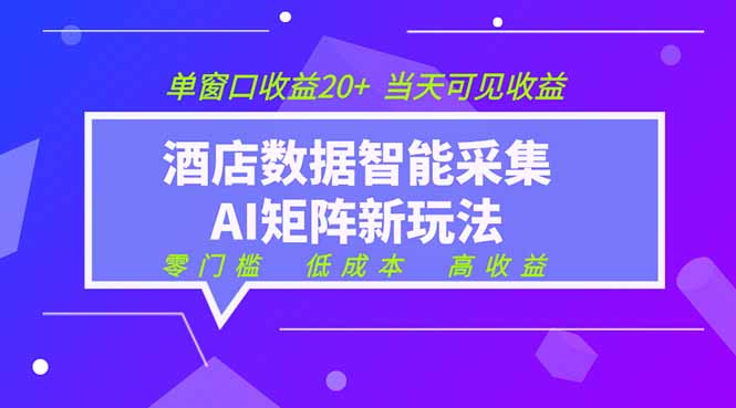 2026酒店数据采集ai智能矩阵新风口 低成本 高收益 当天见收益 单窗口20+-创学资源站
