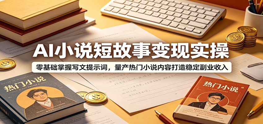 AI小说短故事变现实操：零基础掌握写文提示词，量产热门小说内容打造稳定副业收入-创学资源站