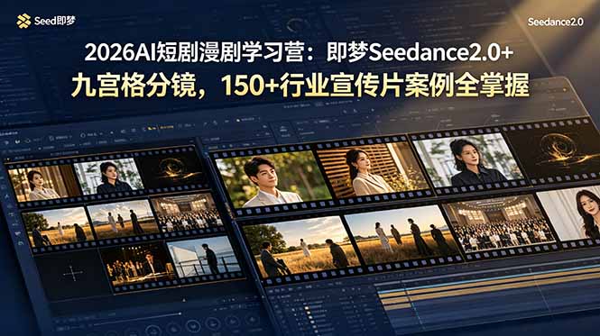 2026AI短剧漫剧学习营：即梦Seedance2.0+九宫格分镜，150+行业宣传片案例全掌握-创学资源站