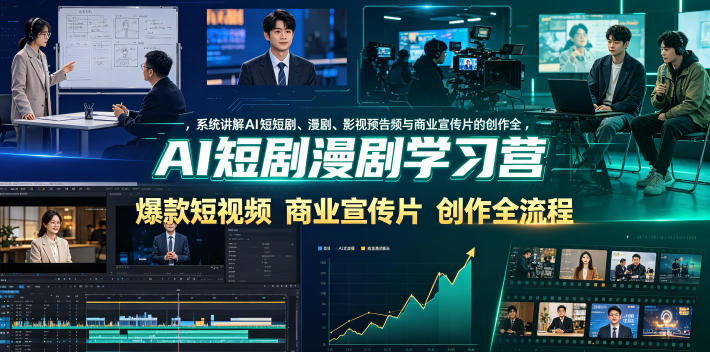 AI短剧漫剧学习营，系统讲解AI短剧、漫剧、影视预告片、爆款短视频与商业宣传片的创作全流程-创学资源站