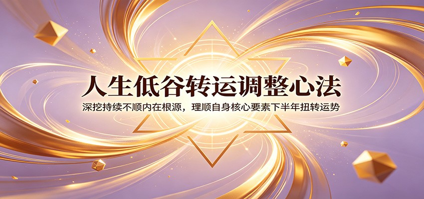 人生低谷转运调整心法：深挖持续不顺内在根源，理顺自身核心要素下半年扭转运势-创学资源站