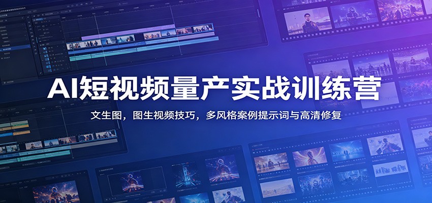 AI短视频量产实战训练营：文生图，图生视频技巧，多风格案例提示词与高清修复-创学资源站