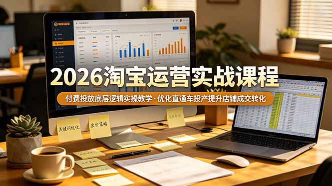 2026 淘宝运营实战课程，付费投放底层逻辑实操教学，优化直通车投产提升店铺成交转化-创学资源站