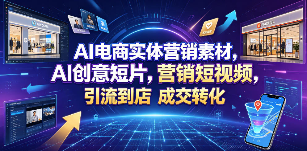 AI电商实体营销素材，AI创意短片，高效打造营销短视频，轻松引流到店，稳定提升门店客流与成交转化-创学资源站