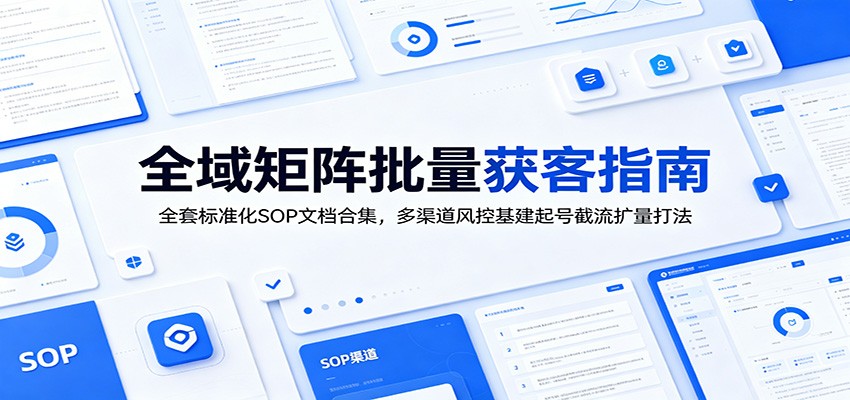 全域矩阵批量获客指南：全套标准化SOP文档合集，多渠道风控基建起号截流扩量打法-创学资源站