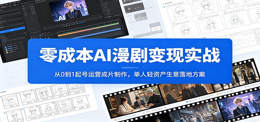 零成本AI漫剧变现实战：从0到1起号运营成片制作，单人轻资产生意落地方案-创学资源站