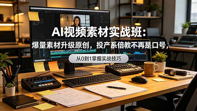 AI视频素材实战班：爆量素材升级原创，投产翻倍不再是口号，0-1系统教学实战落地-创学资源站