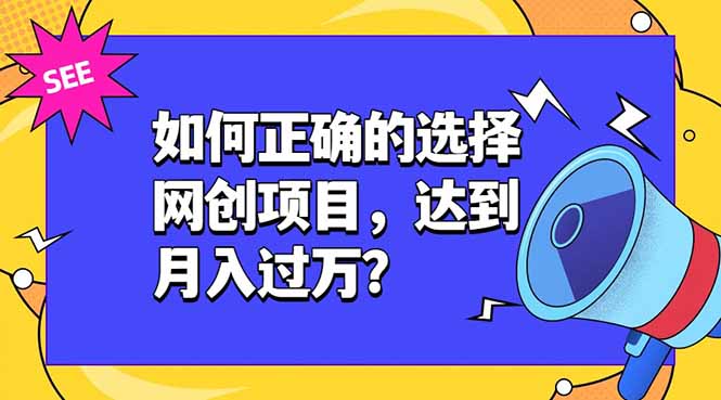 如何正确的选择网创项目,达到月入过万?,本课程教你正确选择项目。-创学资源站