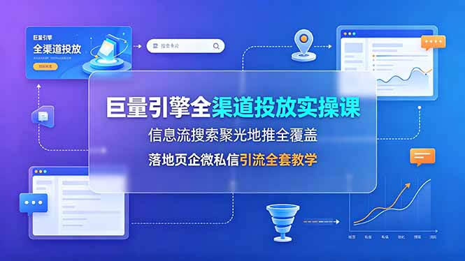 巨量引擎全渠道投放实操课,信息流搜索聚光地推全覆盖,落地页企微私信引流全套教学-创学资源站