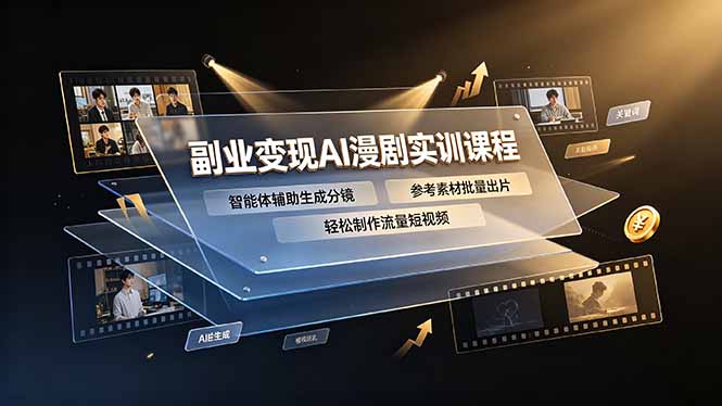 副业变现AI漫剧实训课程,智能体辅助生成分镜,参考素材批量出片,轻松制作流量短视频-创学资源站