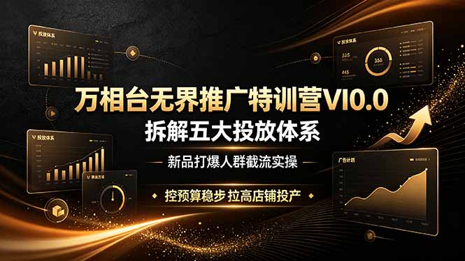 万相台无界推广特训营VI0.0，拆解五大投放体系，新品打爆人群截流实操，控预算稳步拉高店铺投产-创学资源站