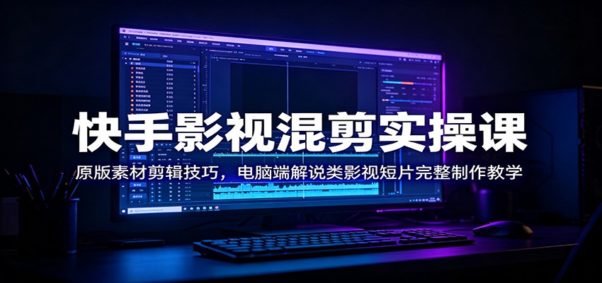 快手影视混剪实操课:原版素材剪辑技巧,电脑端解说类影视短片完整制作教学-创学资源站