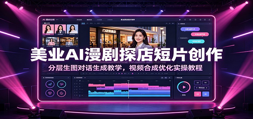 美业AI漫剧探店短片创作:分层生图对话生成教学,视频合成优化实操教程-创学资源站