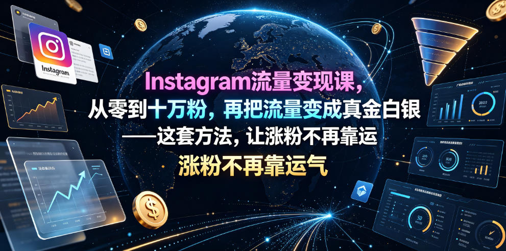 Instagram流量变现课,从零到十万粉,再把流量变成真金白银——这套方法,让涨粉不再靠运气【原创双语字幕】-创学资源站