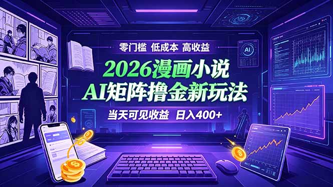 爆款小说漫画大阅读 ai矩阵操作 当天可见收益 日入400+ 零门槛 高收益-创学资源站