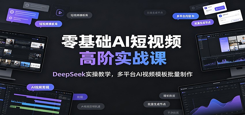 零基础AI短视频高阶实战课：DeepSeek实操教学，多平台AI视频模板批量制作-创学资源站