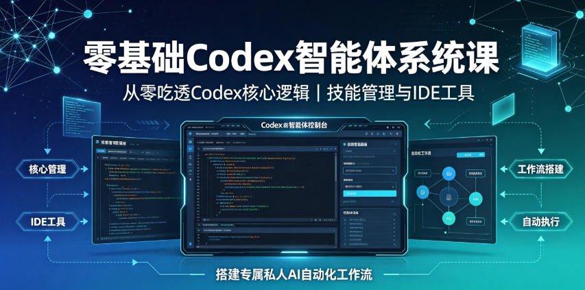 零基础Codex智能体系统课|从零吃透Codex核心逻辑、技能管理与IDE工具,搭建专属私人AI自动化工作流-创学资源站