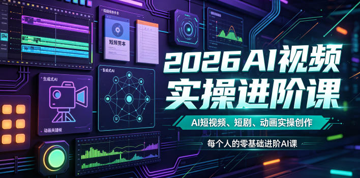 2026AI视频实操进阶课,AI短视频、短剧、动画实操创作,每个人的零基础进阶ai课-创学资源站
