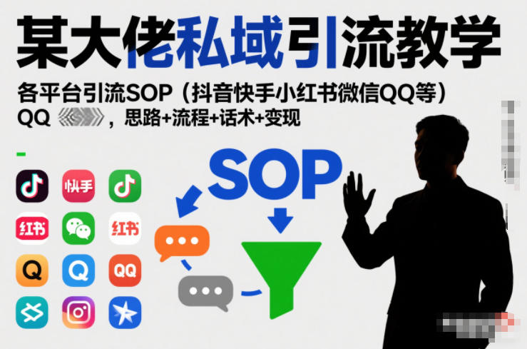 某大佬私域引流教学,各平台引流SOP(抖音快手小红书微信QQ等),思路+流程+话术+变现(更新0708)-创学资源站