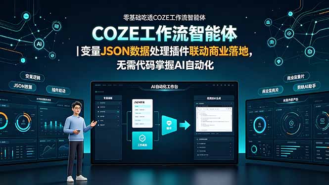 零基础吃透COZE工作流智能体|变量JSON数据处理插件联动商业落地,无需代码掌握AI自动化-创学资源站