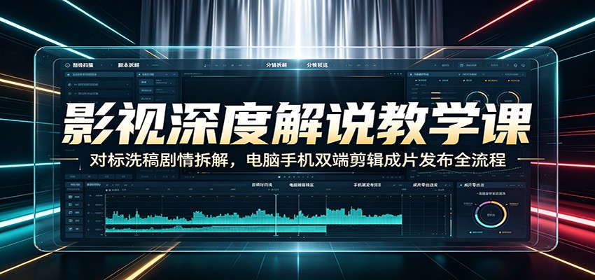 影视深度解说教学课:对标洗稿剧情拆解,电脑手机双端剪辑成片发布全流程-创学资源站