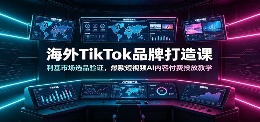 海外TikTok品牌打造课:利基市场选品验证,爆款短视频AI内容付费投放教学-创学资源站