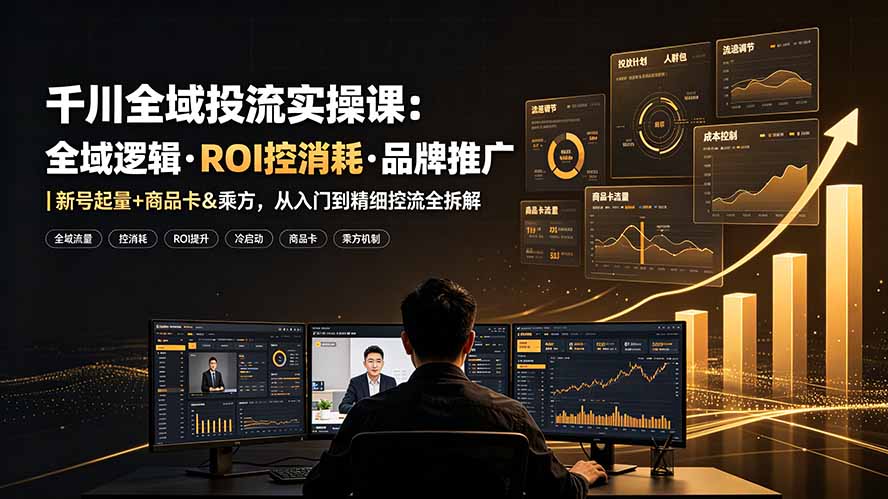 千川全域投流实操课:全域逻辑·ROI控消耗·品牌推广|新号起量+商品卡&乘方,从入门到精细控流全拆解-创学资源站