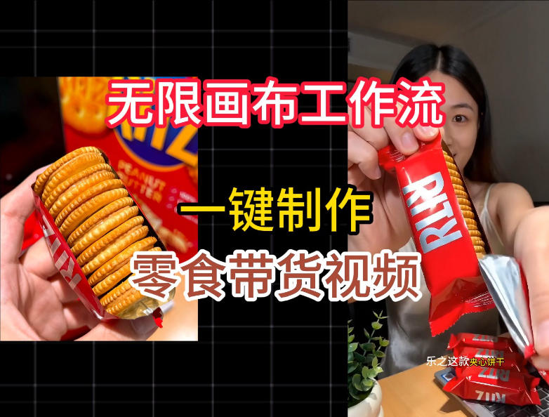 无限画布工作流一键制作零食带货视频，操作简单实操教学-创学资源站