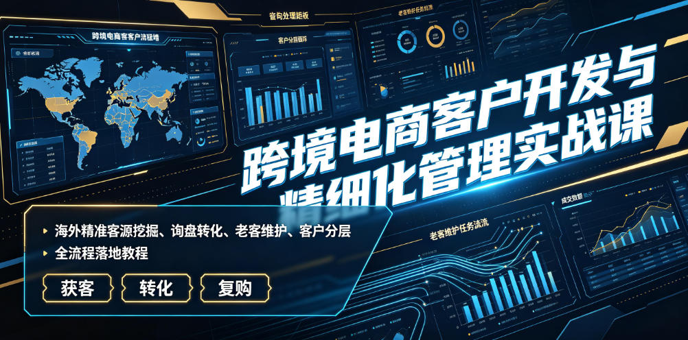 跨境电商客户开发与精细化管理实战课|海外精准客源挖掘、询盘转化、老客维护、客户分层全流程落地教程-创学资源站