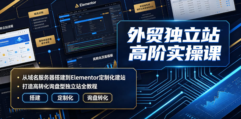 外贸独立站高阶实操课｜从域名服务器搭建到Elementor定制化建站，打造高转化询盘型独立站全教程-创学资源站