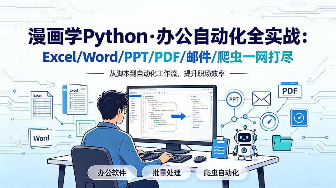 漫画学Python·办公自动化全实战：Excel/Word/PPT/PDF/邮件/爬虫一网打尽-创学资源站