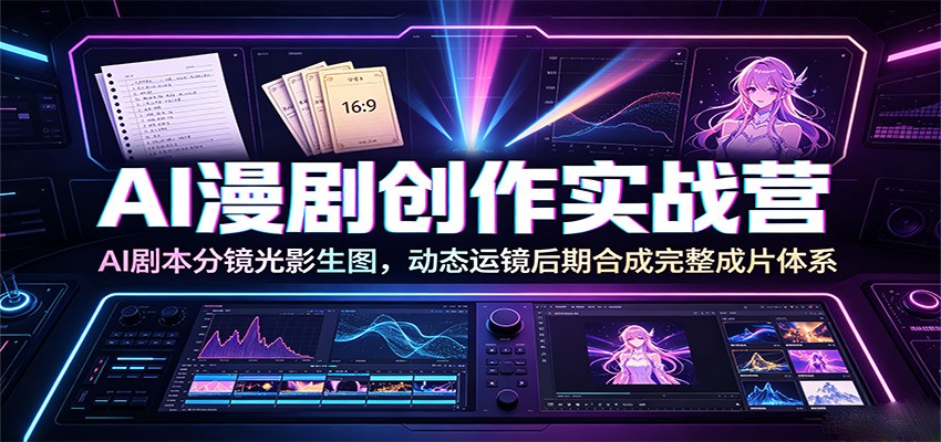 AI漫剧创作实战营：AI剧本分镜光影生图，动态运镜后期合成完整成片体系-创学资源站