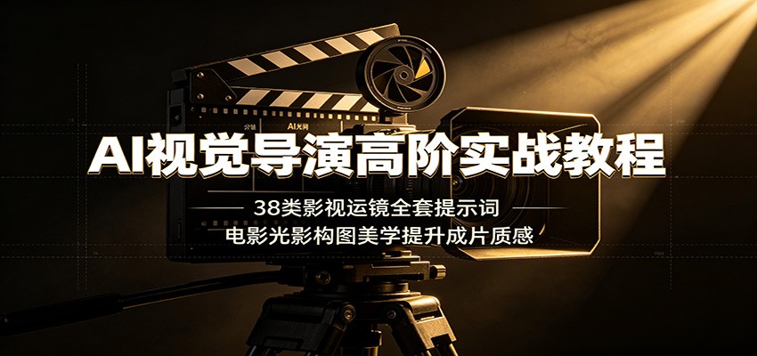 AI视觉导演高阶实战教程:38类影视运镜全套提示词,电影光影构图美学提升成片质感-创学资源站
