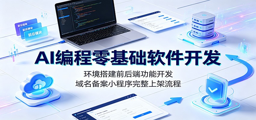 AI编程零基础软件开发:环境搭建前后端功能开发,域名备案小程序完整上架流程-创学资源站